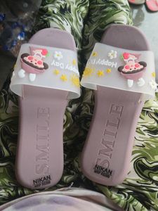 Olive Green Colour Slippers For Girls