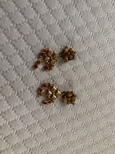 Golden Earring With Multi Colour Stones