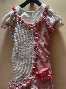 Designer Pink &amp; White Embellished Gown