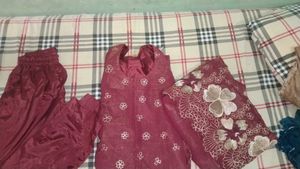Maroon Kurta Set with Floral Embroidery