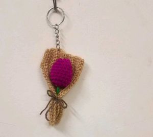 Handmade Crochet Tulip  bouquet Keychain