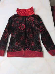 Velvet Print High Neck Top