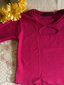 Ribbed Cutout Long Sleeve Top