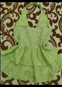 Green Gingham Halter Top