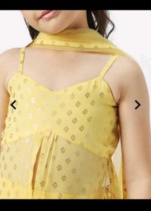 Girls Yellow Floral Print Lehenga Choli Set