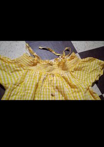 Yellow Gingham Off-Shoulder Top