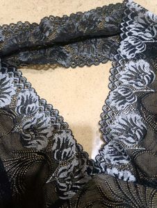 Sheer Black Nightgown with Lace Trim