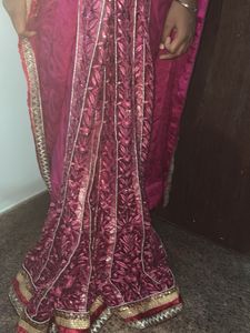 Elegant Pink Embellished Saree