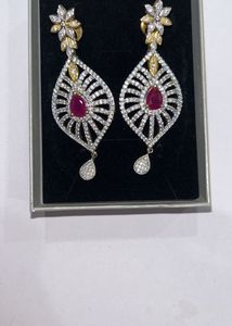 Elegant Kundan &amp; Ruby Drop Earrings