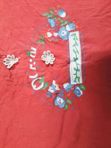 Cute Coral T-Shirt with Floral Design
