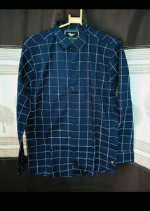 Men's Navy Blue Checkered Shirt