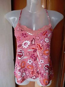 Floral Lace Trim Cami Pajama Top