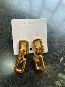 Gold Tone Chain Link Drop Earrings