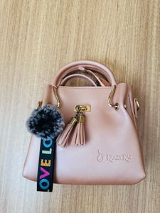 Krazykat Pink Handbag with Fur Charm