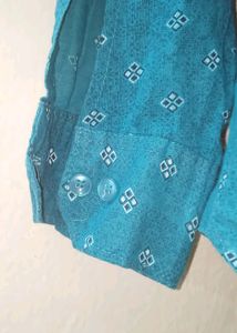Blue Patterned Button-Down Shirt