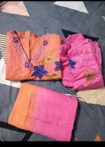 Beautiful Orange & Pink Kurta Set