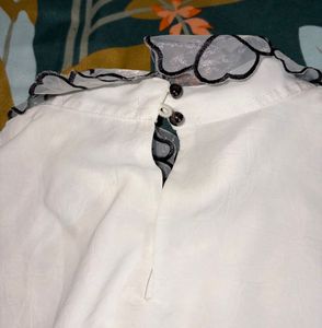 White Collared Shirt with Floral Sleeves