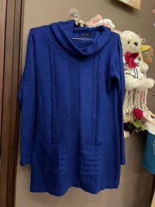 Cozy Blue Cowl Neck Tunic Sweater