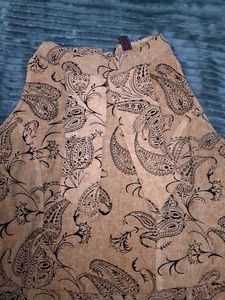 Peach Paisley Print Fit &amp; Flare Dress