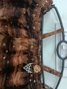Brown Tiered Off-Shoulder Gown