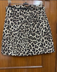 Mango Leopard Print Mini Skirt
