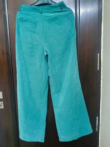 Stylish Teal Wide-Leg Corduroy Pants