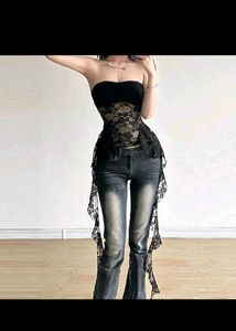 Black Lace Strapless Corset Top