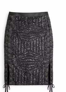 Sparkly Lace-Up Pencil Skirt