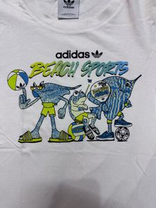 Adidas White Beach Sports Graphic Tee