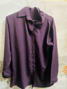 Deep Purple Collared Button-Up Shirt