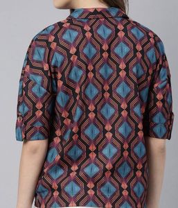 Rareism - Geometric Print Camp Shirt