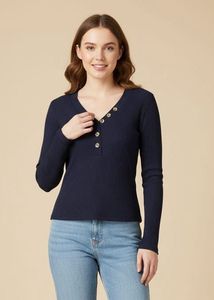 Navy Button Detail Top