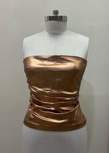 Metallic Ruched Strapless Top