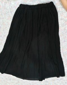 Black Pleated Midi Skirt