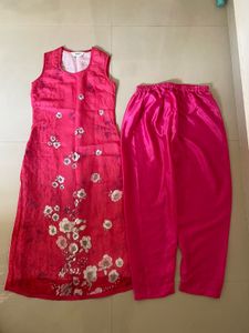 Vibrant Pink Floral Kurta Set