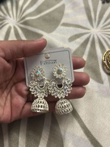 Elegant Jhumka Earrings with Sparkle