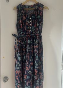 Floral Print Sleeveless Midi Dress