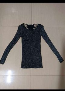 Sparkly Black Long Sleeve Top