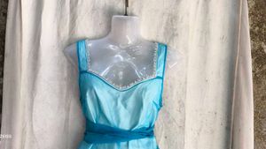 Aqua Blue Sheer Overlay Dress