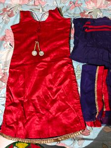 Red Embroidered Kurta Set with dupatta