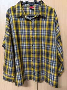 Yellow & Navy Plaid Button-Up Shirt