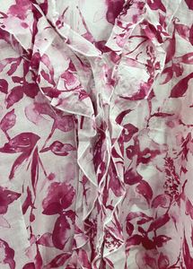 Chic Floral Print Ruffle Blouse