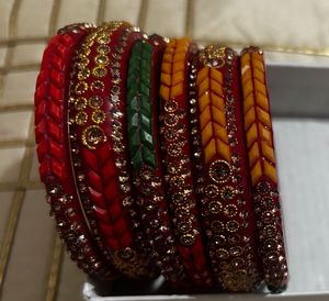 Red Embellished lac Bangles Set
