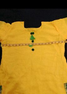 Yellow Kurta with Green Details