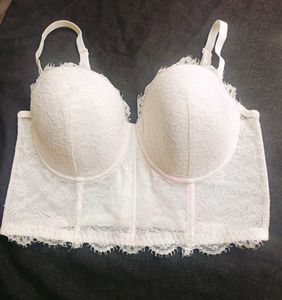 White Lace Trim Corset Bra