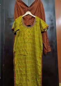 Olive Printed Plazo Suit With Dupatta 42 Bust