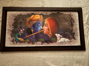 🆕Lord Krishna &amp; Radha Framed Art Print