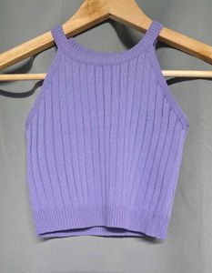 Lavender Ribbed Halter Crop Top