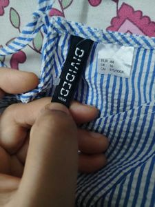 H&amp;M Blue Striped Button-Up Dress