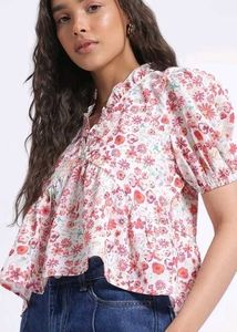 GLITCHEZ floral print cute peplum top